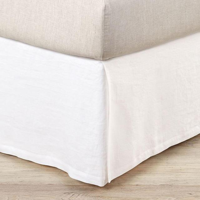 Belgian Flax Linen Box Spring Cover, King, White