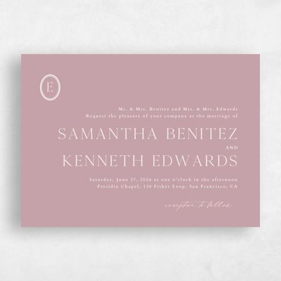 Dusty Rose, Pink Wedding Invitation - Manarola Landscape