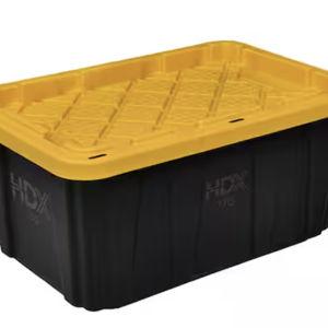 17 Gal. Tough Storage Tote in Black with Yellow Lid