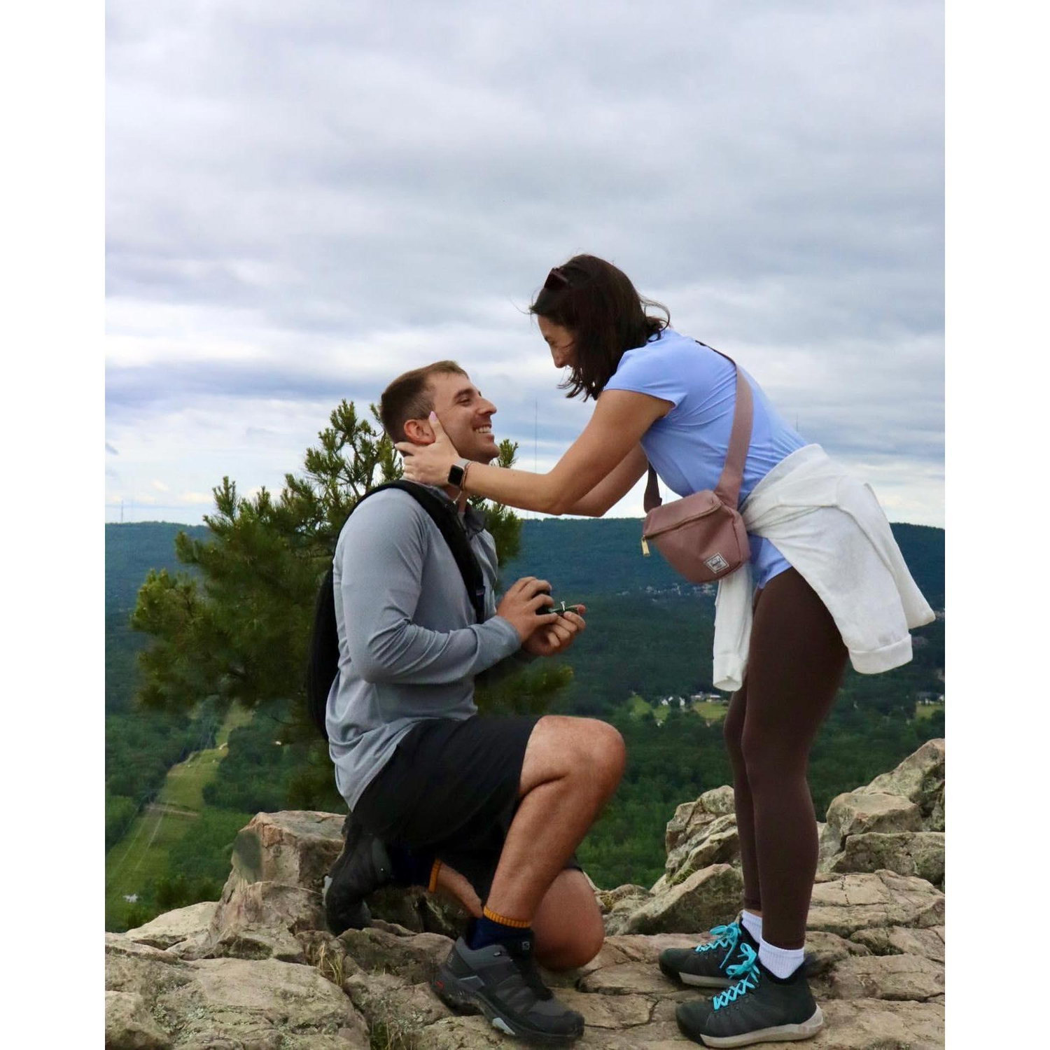 Our engagement!!! Aaron proposed on the top of Pinnacle Mountain in Little Rock with our immediate family around β€οΈ