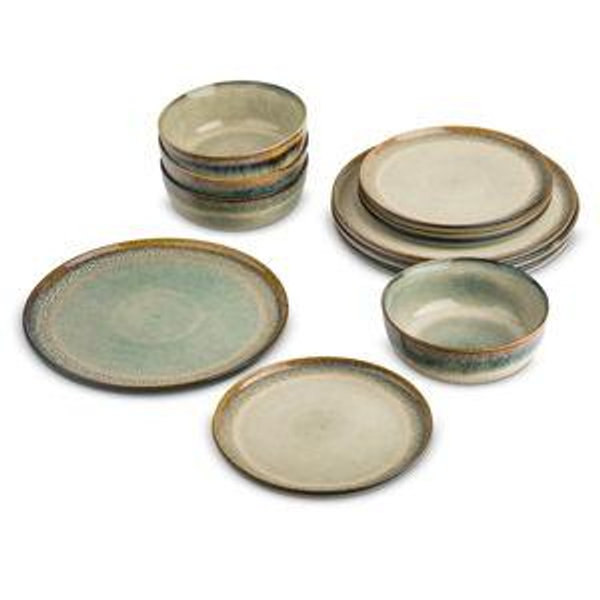 Yellowstone Kayce 12-Piece Reactive Ceramic Dinnerware Set