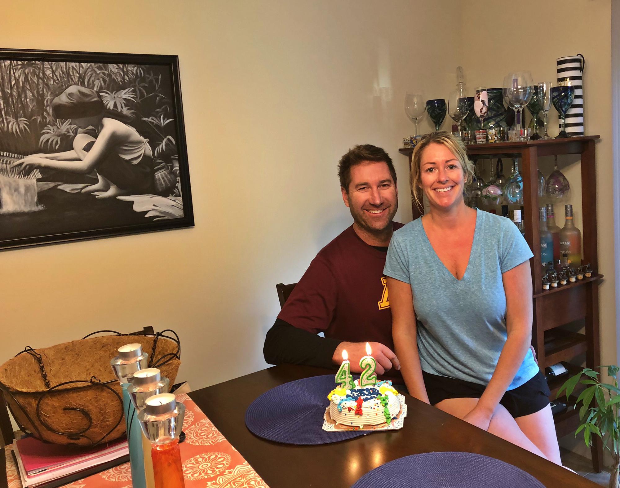 Ryan's COVID birthday... Karena is younger by a few years 😉