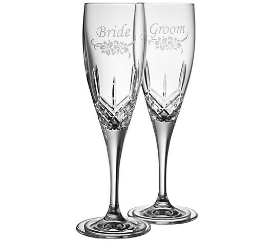 Bride & Groom Glass Flute Pair