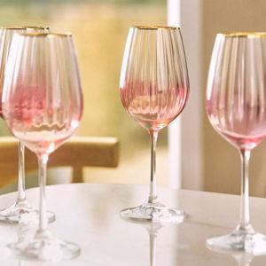 Waterfall Wine Glasses, Set of 4 Pink