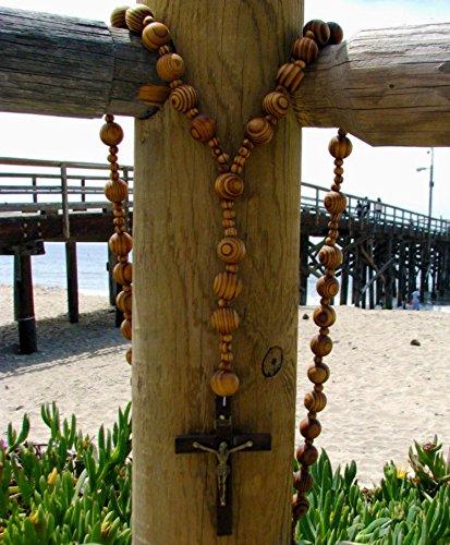 Super and holy Big Mix Beads sanctified Rosario Natural Wood Chain Jesus Cross XL Large 42" inches Wall Rosary
