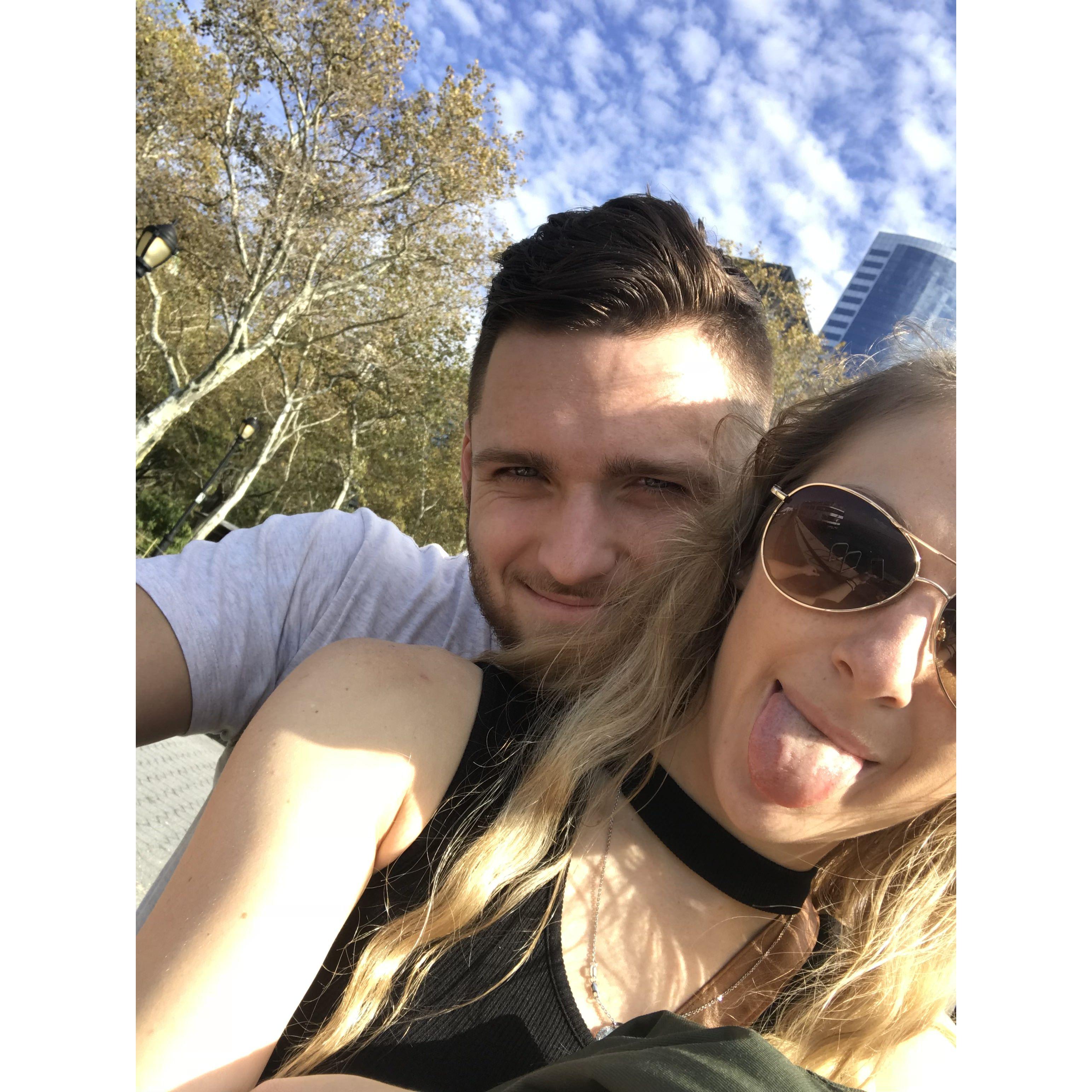 We first said "I love you" moments after this photo -- in NYC looking out at the Statue of Liberty
