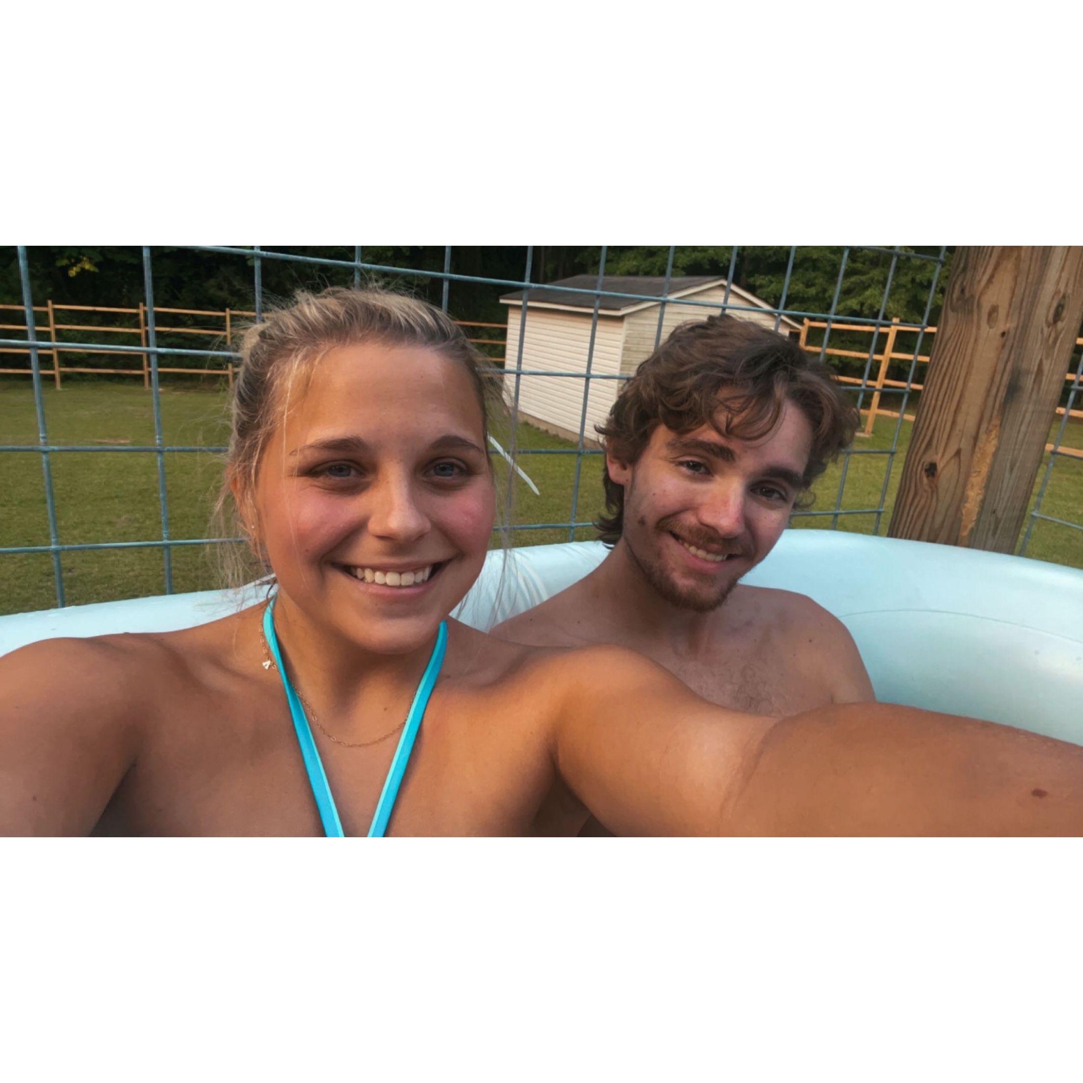This was from the day that Austin and I were sooo hot so we decided to buy an inflatable pool and put it on the back porch versus paying to go to a pool!