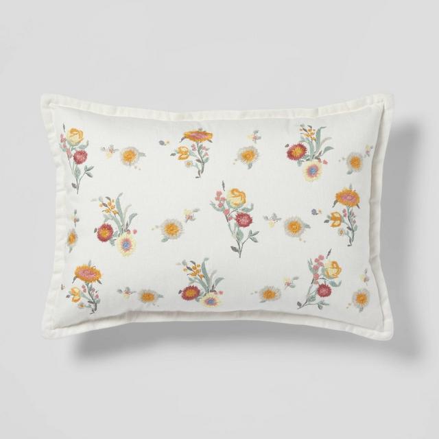 Oblong Embroidered Floral Decorative Throw Pillow - Threshold™