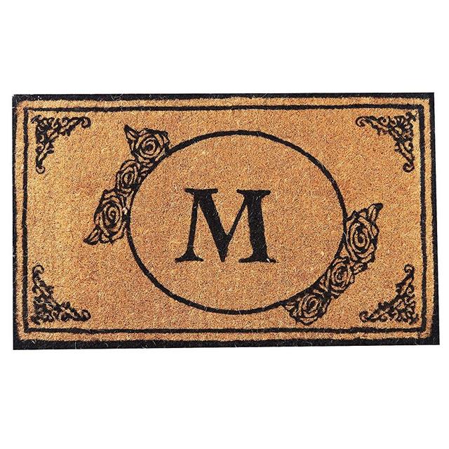 Envelor Home and Garden Handwoven, Customized Monogram Extra Thick Doormat, Outdoor Rugs Durable Coir, Outdoor Doormat, Welcome Mat Entryway Door Mat For Patio, Coir Doormat (18 x 30, Monogram M)