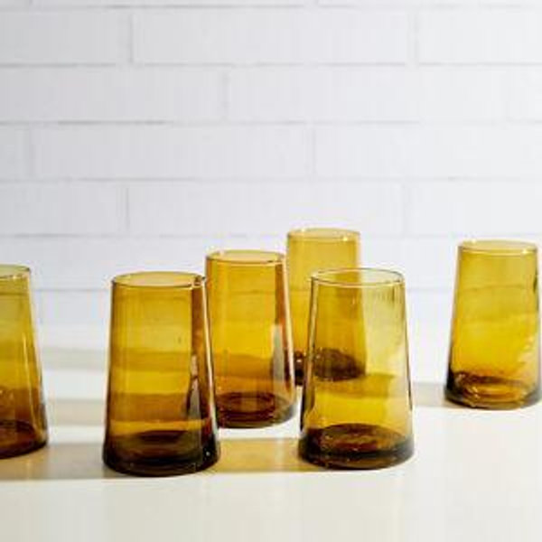 Verve Culture Moroccan Cone Glassware, Set of 6, Amber, Large