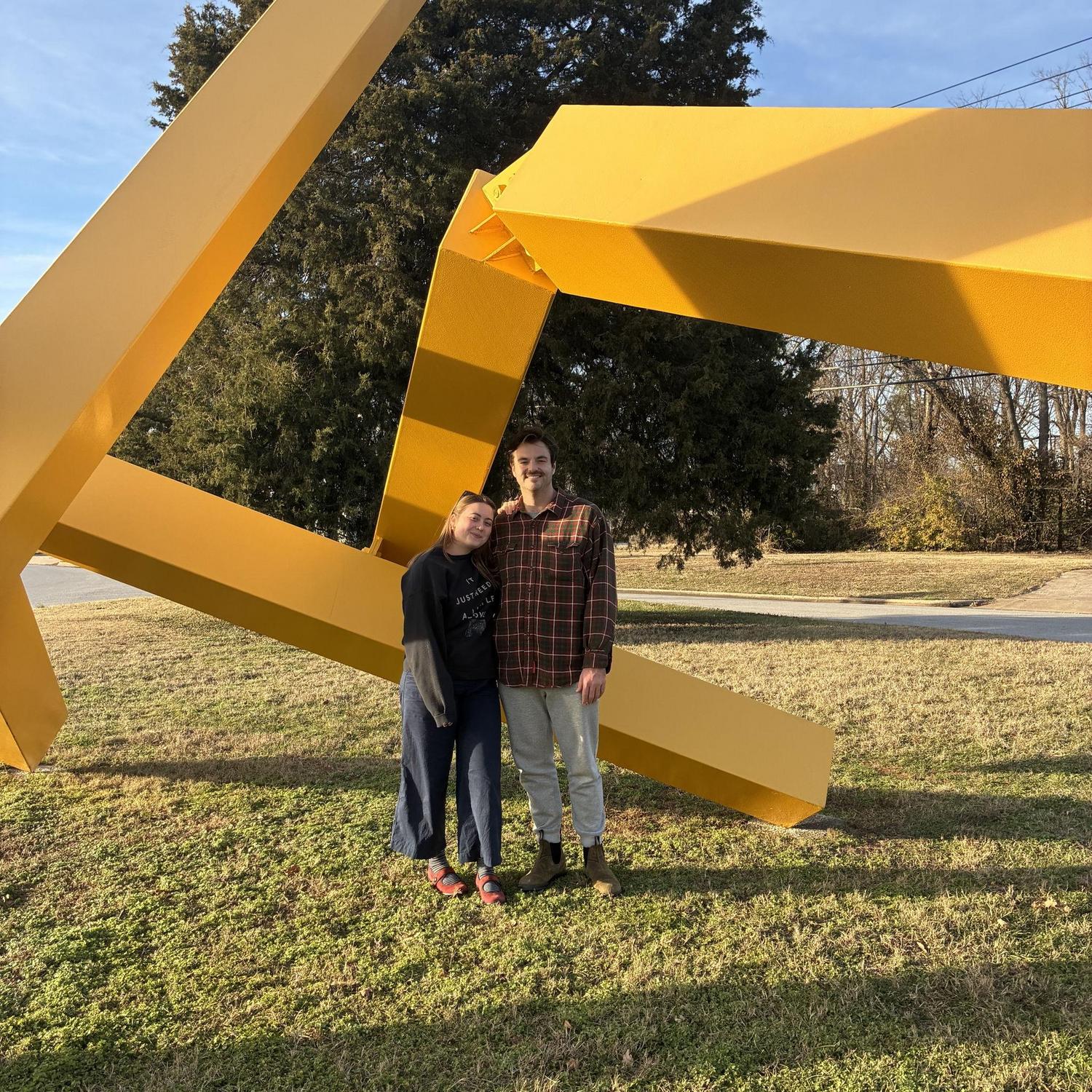 At the same statue but in Springfield, MO, where Emma grew up, shortly after getting engaged