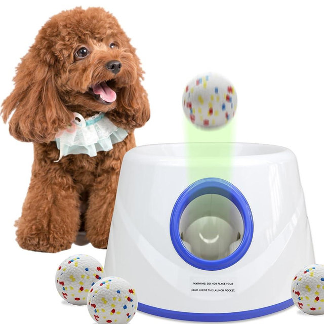 XIMUSON Automatic Dog Ball Launcher, Ball Launcher for Dogs, Suitable for Small and Medium-Sized Dogs, Interactive Dog Toy, with 3 2.3-inch Balls