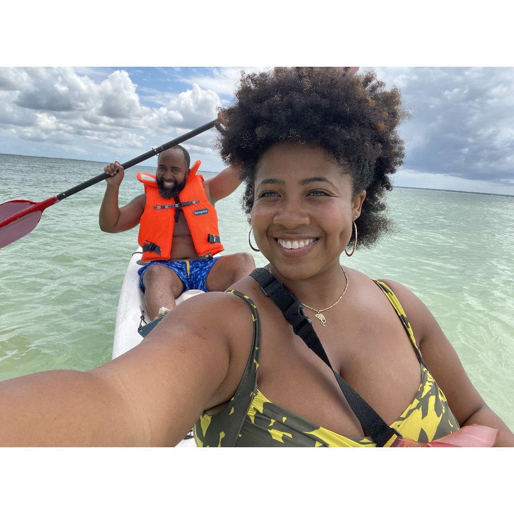 Danni's first time ever kayaking... they almost got swept out to sea. Luckily Foxx is a great teacher and Danni is a great swimmer, because we they survived!