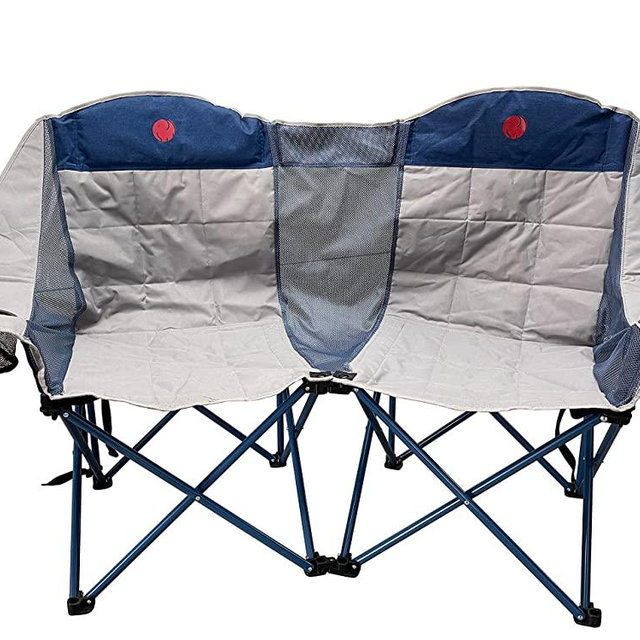 OmniCore Designs Heavy Duty Oversized Outdoor Folding Loveseat Camp Chair Collection (Single, Double & Triple Seating Capacity)