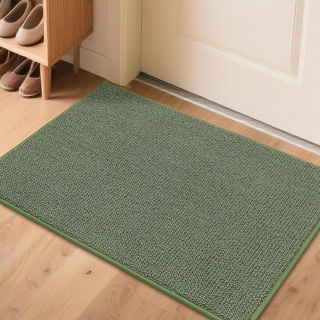 BEQHAUSE Hallway Rug 2'x3', Washable Entryway Rugs Non-Slip, Absorbent & Stain-Resistant Door Mat for Front/Back Door, Laundry Room Floor, Green