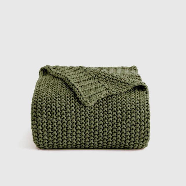Olive Cotton Fisherman Throw