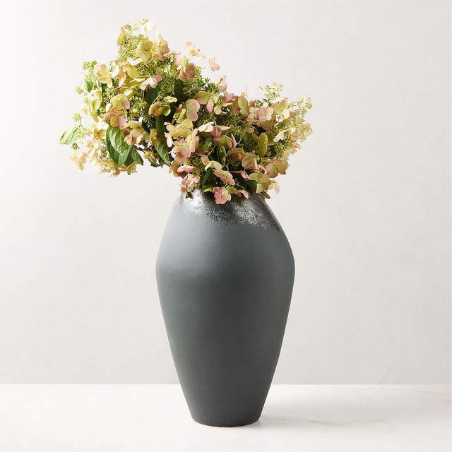 Loures Black Ceramic Vase with Reactive Glaze Large