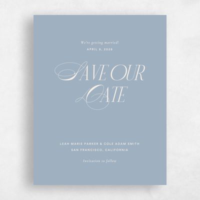 Powder Blue Wedding Save the Date - Marion Portrait