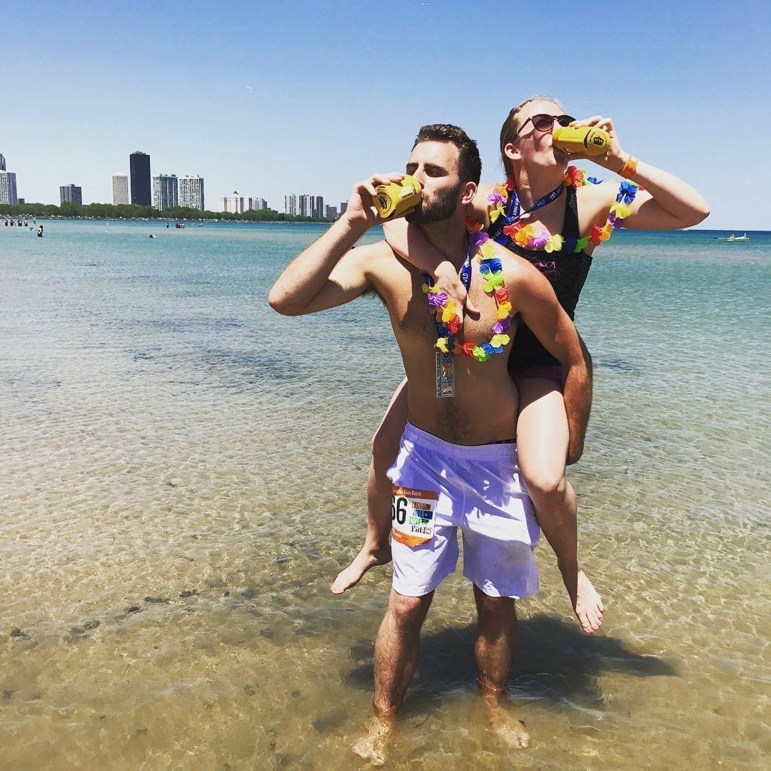 This pictures sums us up nicely. Running for beers and the beach.