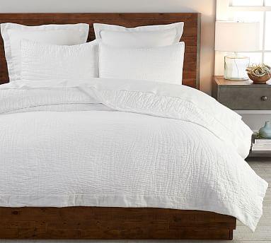 Pottery Barn Belgian Flax Linen Handcrafted Quilt, White, King
