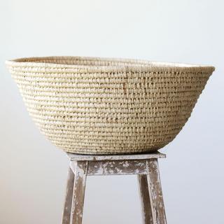 Mint & Mist Hand-Woven Raffia Bowl