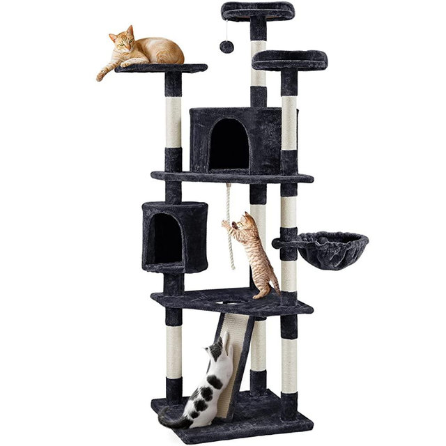 Yaheetech 79in Multi-Level Cat Trees with Sisal-Covered Scratching Posts, Plush Perches and Condo for Kittens, Cats and Pets