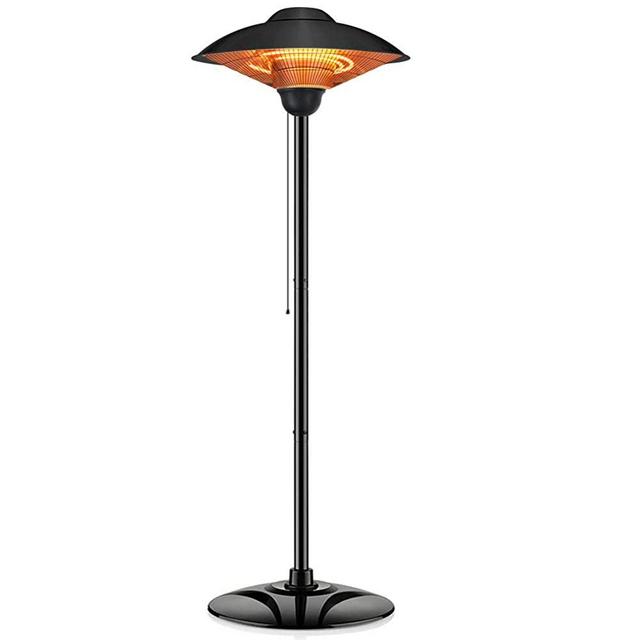 PATIOBOSS Outdoor Patio Heater, Free Standing Infrared Heater, with Pull Line Switch Control, Water-resistant, Tip-Over Protection, for Garage, Backyard (Black)