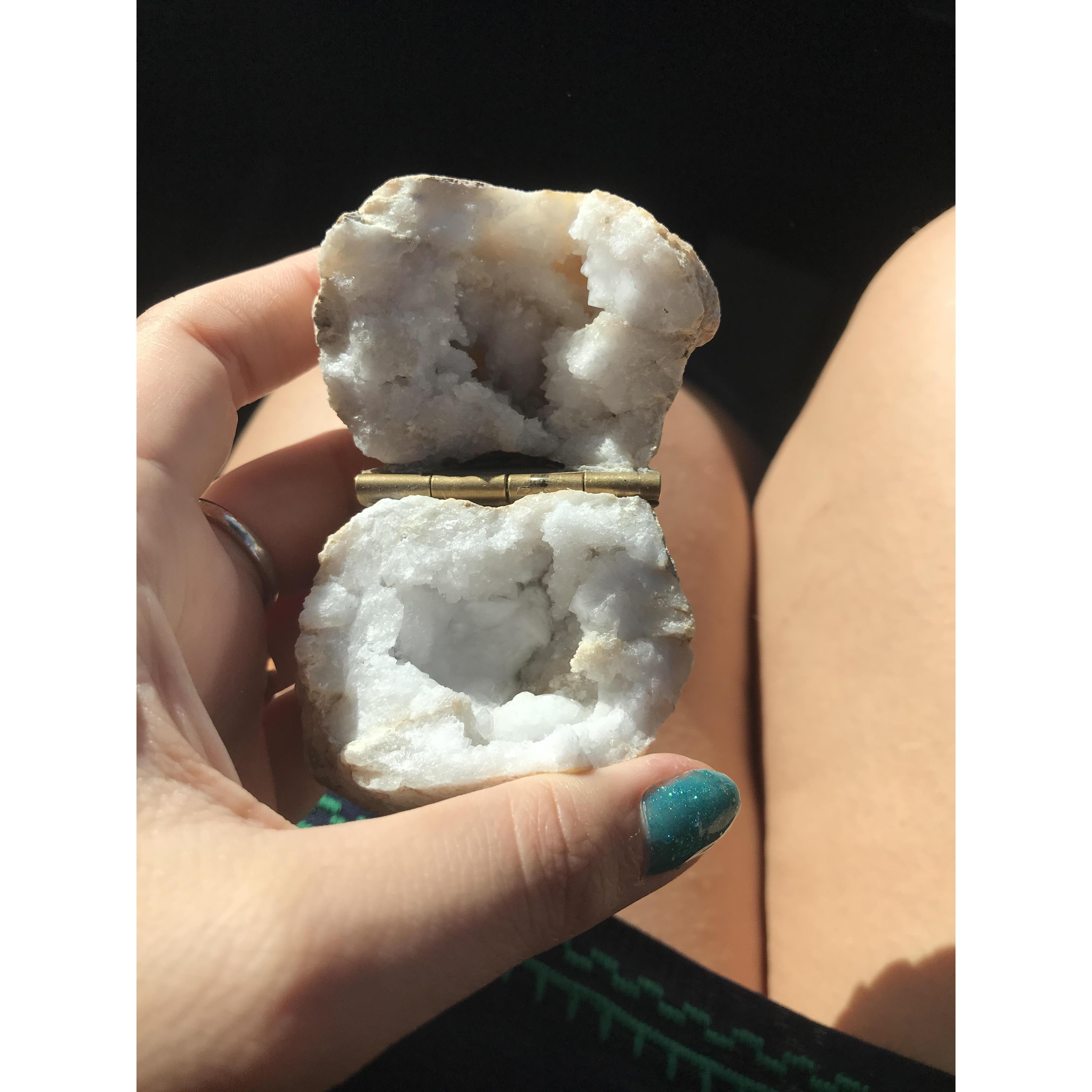 Andy thought of everything right down to the ring box being a geode.  Suzanne has collected and loved them since she was little.
