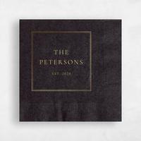 Black Wedding Napkin - Classic Border