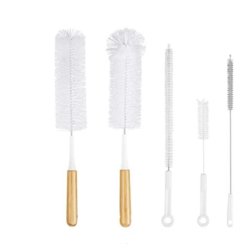 MR.SIGA mr.siga 5 pack bottle brush cleaning set with storage holder,  cleaning brushes for long narrow neck bottles, water bottles, b