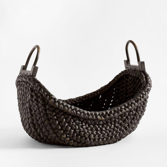 Beachcomber Basket Black Wooden Handled Basket