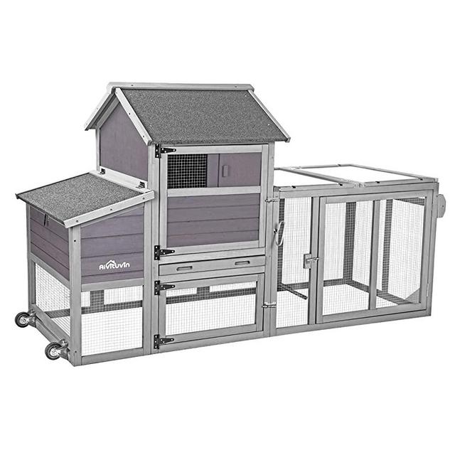 Aivituvin 81" Portable Chicken Coop with Wheel, Large Hen House with UV Run Roof, Expandable Poultry Cage- Easy Combination with The Second Coop