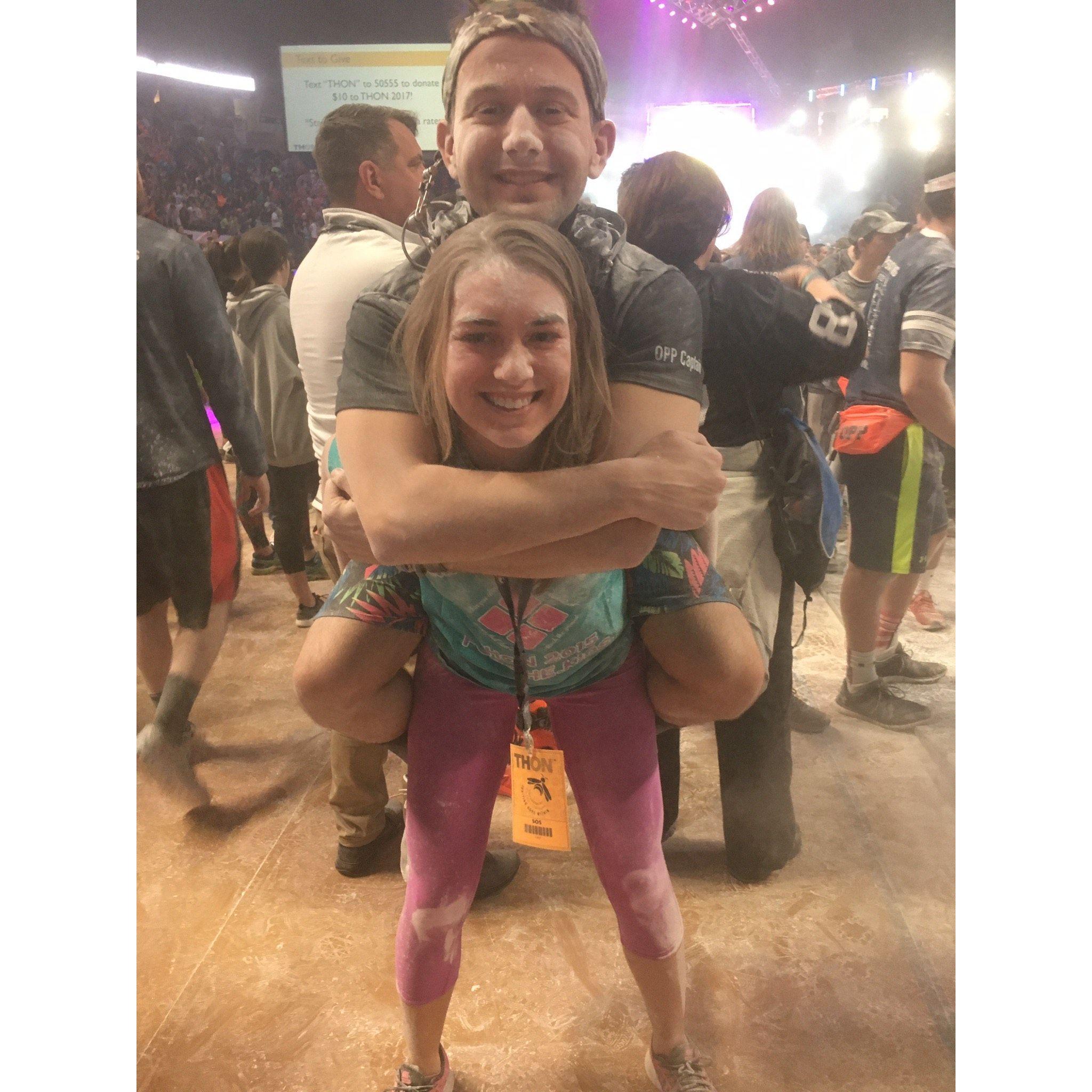 Lindsay visited Nick at THON 2017 while he was working as an OPP Captain