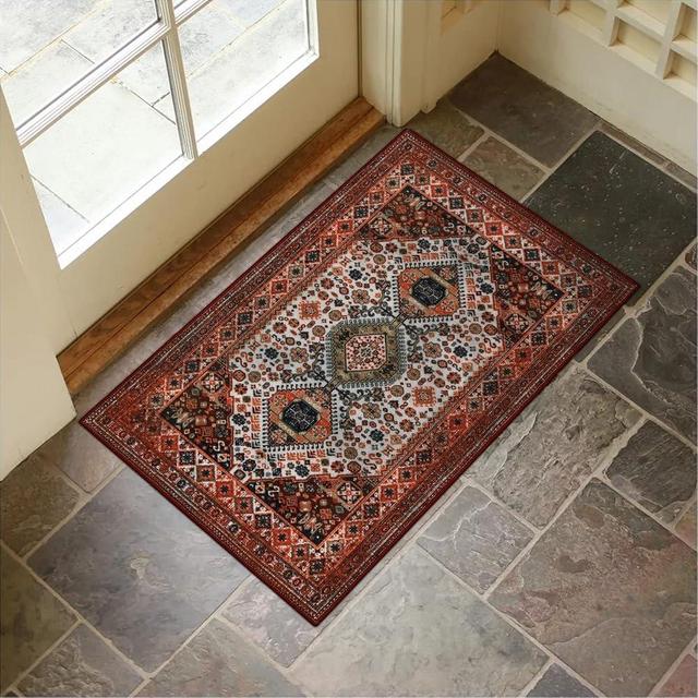 Collive Washable Indoor Doormat, Non Slip Retro Welcome Mats 20" x 32" Area Rug Quick Absorbent Entrance Rug Distressed Front Door Mat, Entryway Rug Doormats Floor Mat for Kitchen Home Patio