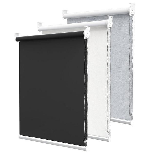 GENIMO 100% Blackout Blinds for Windows, Roller Shades for Indoor Windows, Thermal Insulated, UV Protection Fabric. Window Shades for Home, Bedroom, Living Room. Easy to Install, Black, 30" W X 72" H