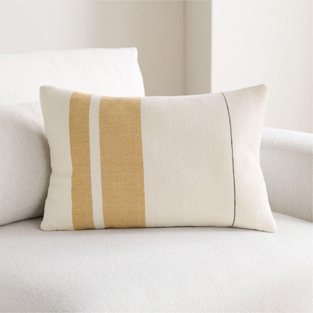 Charlie Colorblock 22"x15" Marzipan Gold Throw Pillow with Feather Insert