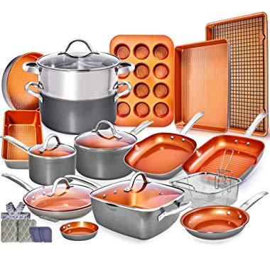 Copper Pots and Pans Set -23pc Copper Cookware Set Copper Pan Set Ceramic Cookware Set Ceramic Pots and Pans Set Induction Cookware Sets Pot and Pan Set Ceramic Pots and Pans Set Nonstick Cookware Set