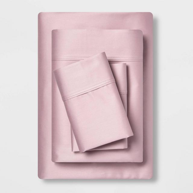 Queen 400 Thread Count Solid Performance Sheet Set Rose - Threshold™