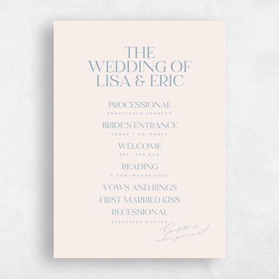 Blue Simple Wedding Program - Menton