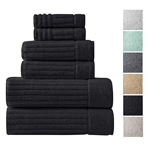 Classic Turkish Towels 6 Piece Heavy Duty Fast Drying Bath Sets Made with 100% Turkish Cotton - Includes 2 Fingertip Towels
