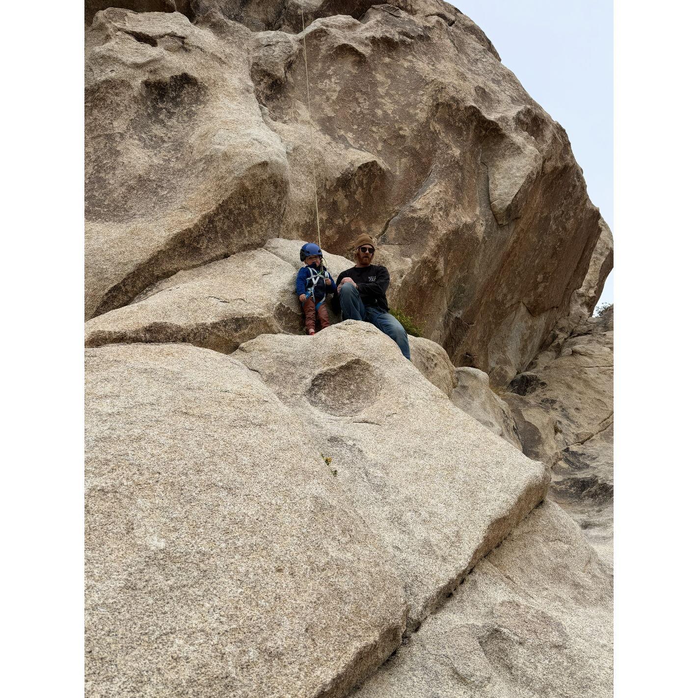 "Uncle Pap" & Fitz rock climbing in Joshua Tree