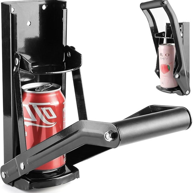 Can Crushers for Recycling - 16 oz Heavy Duty Aluminum Can Crusher Wall Mounted - Soda and Beer Can Smasher for Recycling with Bottle Opener - For 12 and 16 oz Cans - Easy to Install