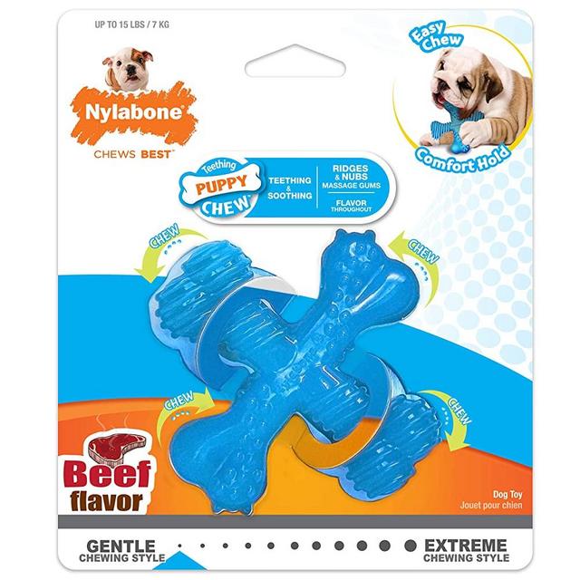 Nylabone X-Shaped Dog Bone Chew Toy for Aggressive Chewers, Teething Puppies and Small/Medium/Large Dogs