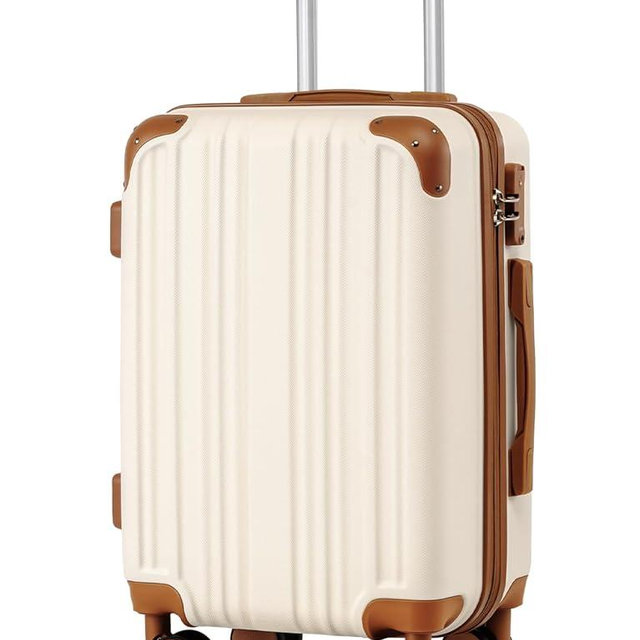 Coolife Carry On Luggage, Suitcase with Durable and Lightweight, carry on suitcase with ABS Hardshell, Dual Spinner Wheels, TSA Lock, and YKK Zipper (apricot white, S(20in)_carry on)