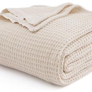 COLOR: Khaki / KING - Bedsure 100% Cotton Blanket King Size for Bed