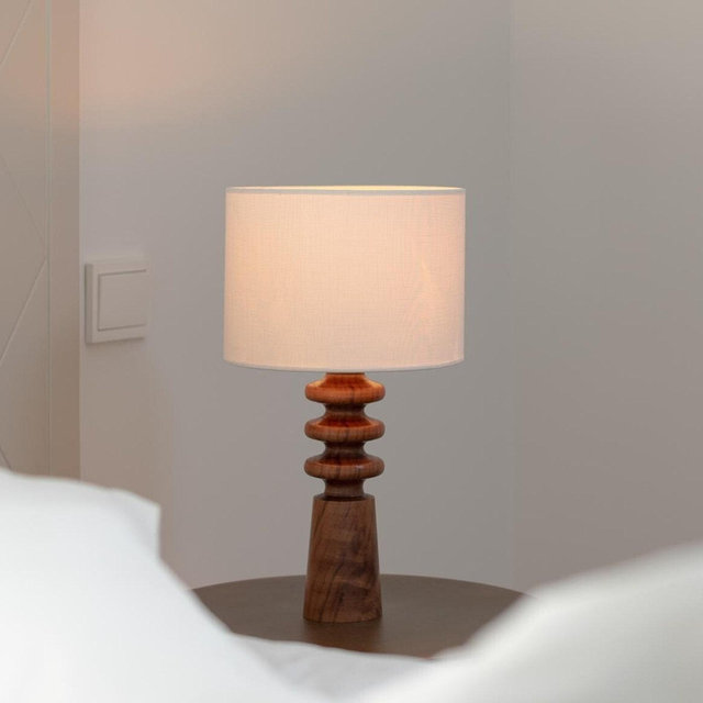 Exquisite Handmade Walnut Wood Table Lamp: Illuminate Your Space with Natural Elegance and Warmth