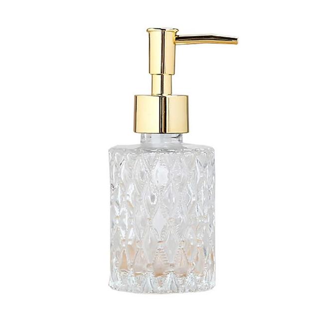 Retyion Multipurpose Soap Dispenser Easy to Clean Glass Soap Pump Dispenser Ideal for Bath and Bathroom (Gold)