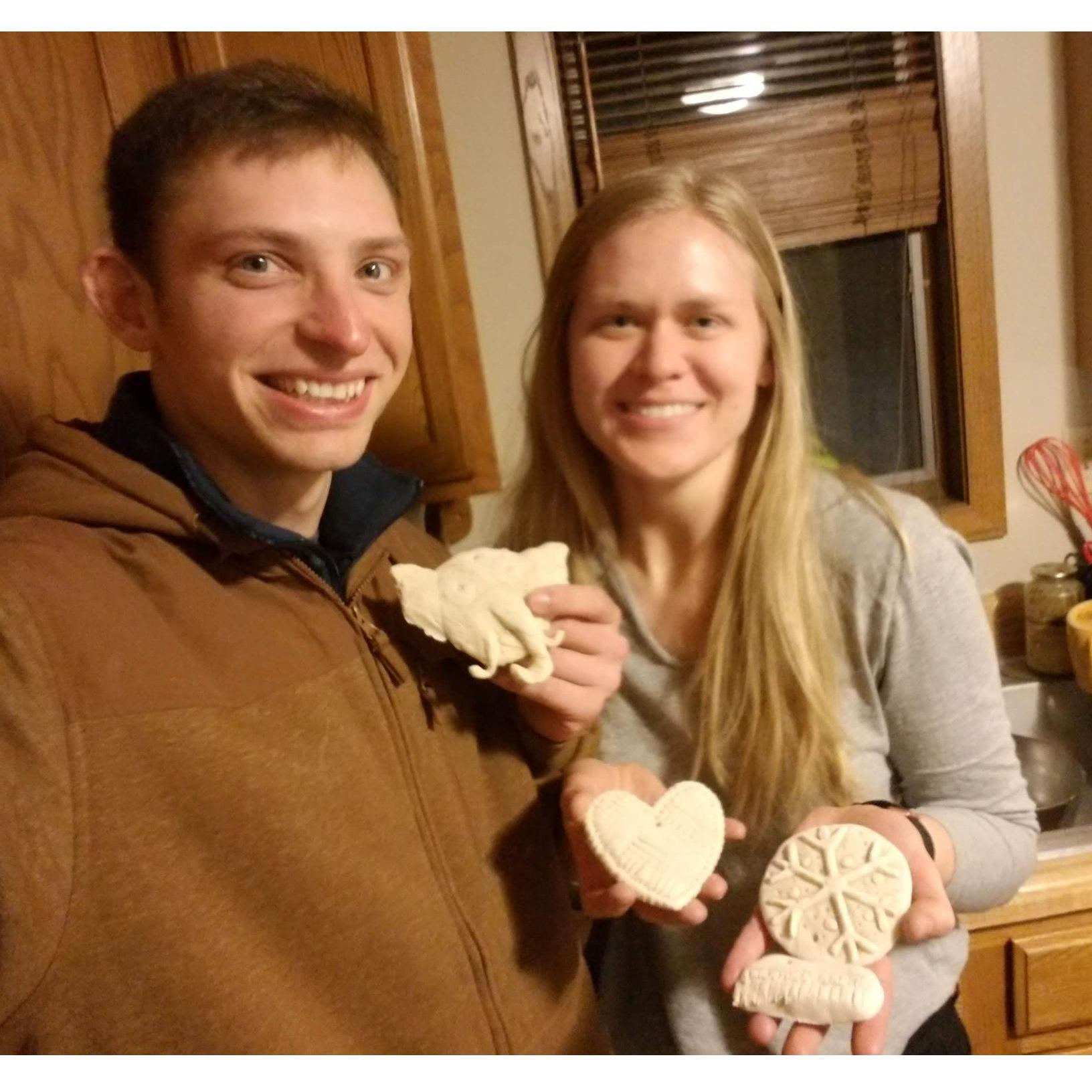 We made Christmas ornaments