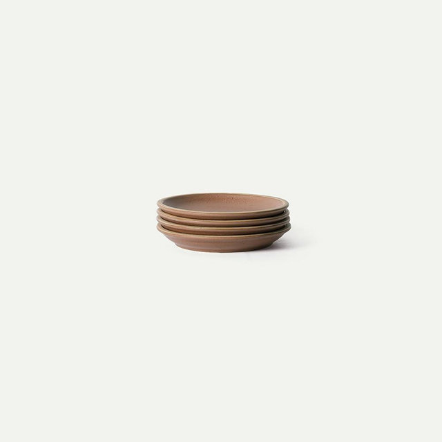 MORA Small Plates Set of 4, 6.5 inch Ceramic Pottery Dessert Plates - Microwave, Oven and Dishwasher Safe - Terracotta