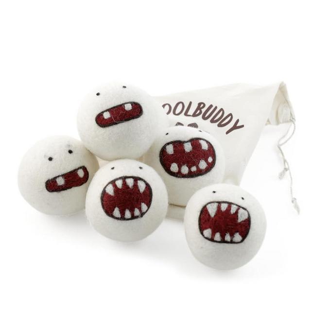 Woolbuddy Dryer Balls, 6 Pack Monster Design Reusable Wool Dryer Balls, Home and Cleaning Essentials, Cute & Funny Laundry Accessories for Reusable Pet Hair Removal and Efficient Drying